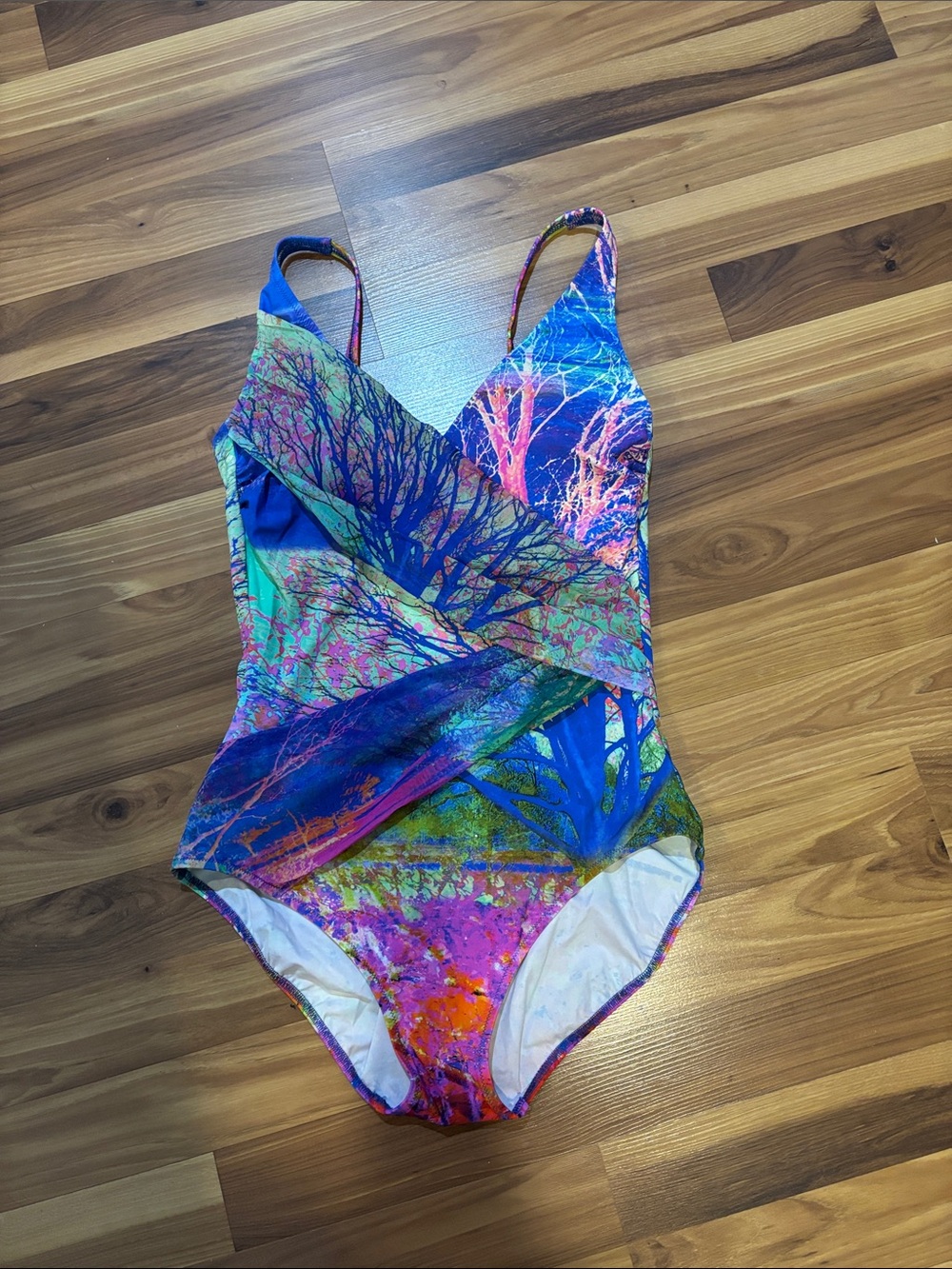 GORE-TEX Blue Multicolor Tree-Print One-Piece Swimsuit